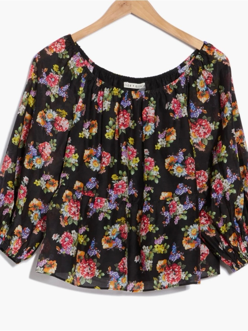 Alice + Olivia floral print ruffle peasant top